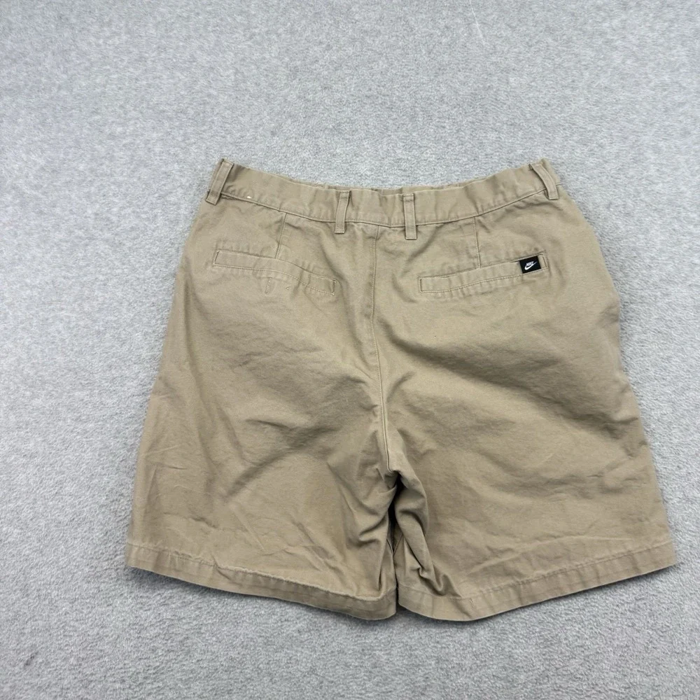 Nike Club Khaki washed Chino‎ Shorts Cotton Swoosh Beige Brown Casual Size 32 M